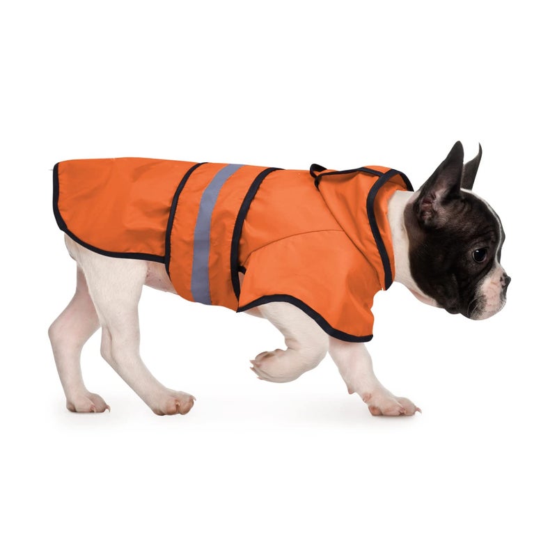 HDE Dog Raincoat Jacket Reflective Adjustable Hooded Pet Poncho Rain Coat with Leash Hole for Small to X-Large Dogs Safety Orange - M - Image 1